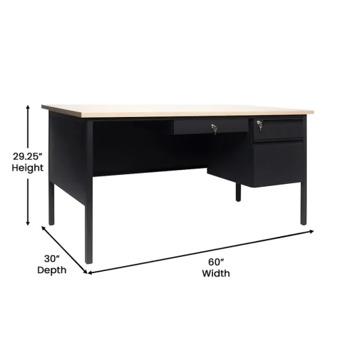 Flash Furniture Office Desks<Cambridge 60"W Single Pedestal Desk, (GCMBLK175WOK)