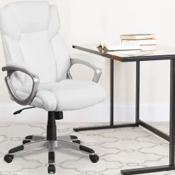 Flash Furniture Office Chairs<Carolyn LeatherSoft Swivel Mid-Back Executive Office Chair, White (GO2236MWH)