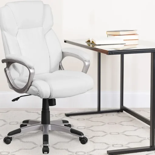 Flash Furniture Office Chairs<Carolyn LeatherSoft Swivel Mid-Back Executive Office Chair, White (GO2236MWH)
