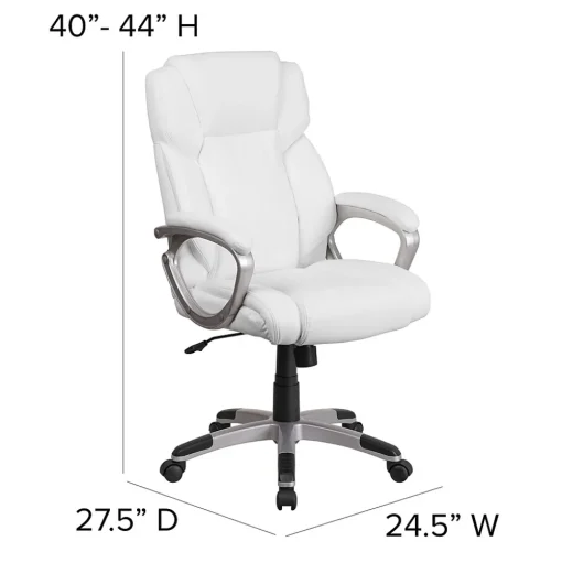 Flash Furniture Office Chairs<Carolyn LeatherSoft Swivel Mid-Back Executive Office Chair, White (GO2236MWH)