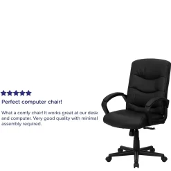 Flash Furniture Office Chairs<Chelsea LeatherSoft Swivel Mid-Back Executive Office Chair, Black (GO9771BKLEA)
