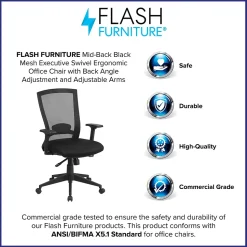 Flash Furniture Office Chairs<Cleo Ergonomic Mesh Swivel Mid-Back Executive Office Chair, Black (HL0004K)