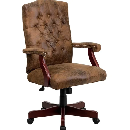 Flash Furniture Office Chairs<Derrick Microfiber Swivel Executive Office Chair, Bomber Brown (802BRN)