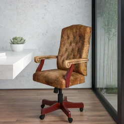 Flash Furniture Office Chairs<Derrick Microfiber Swivel Executive Office Chair, Bomber Brown (802BRN)