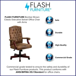 Flash Furniture Office Chairs<Derrick Microfiber Swivel Executive Office Chair, Bomber Brown (802BRN)