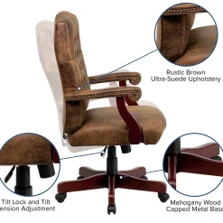 Flash Furniture Office Chairs<Derrick Microfiber Swivel Executive Office Chair, Bomber Brown (802BRN)