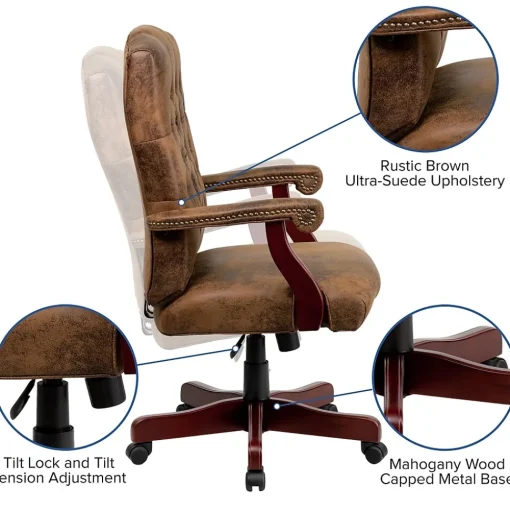 Flash Furniture Office Chairs<Derrick Microfiber Swivel Executive Office Chair, Bomber Brown (802BRN)