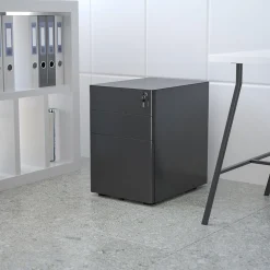 Flash Furniture File Cabinets<3-Drawer Cabinet, Legal & Letter Files, Black, 21" (HZCHPL01BK)