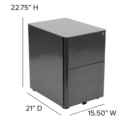 Flash Furniture File Cabinets<3-Drawer Cabinet, Legal & Letter Files, Black, 21" (HZCHPL01BK)