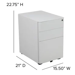 Flash Furniture File Cabinets<3-Drawer Cabinet, Legal & Letter Files, White, 21" (HZCHPL01W)