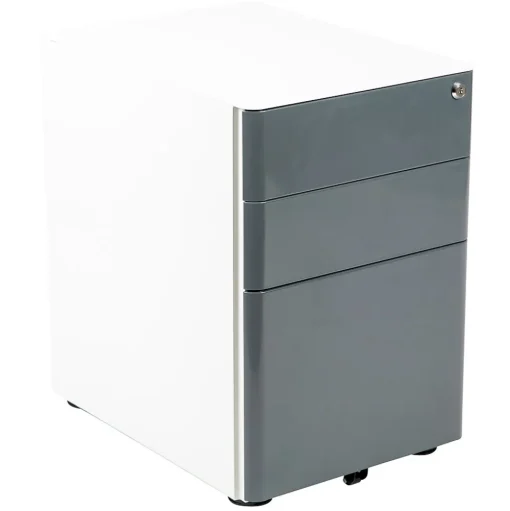 Flash Furniture File Cabinets<3-Drawer Cabinet, Legal & Letter Files, White/Charcoal, 21" (HZCHPL02GRYWH)