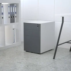 Flash Furniture File Cabinets<3-Drawer Cabinet, Legal & Letter Files, White/Charcoal, 21" (HZCHPL02GRYWH)