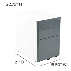 Flash Furniture File Cabinets<3-Drawer Cabinet, Legal & Letter Files, White/Charcoal, 21" (HZCHPL02GRYWH)