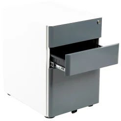 Flash Furniture File Cabinets<3-Drawer Cabinet, Legal & Letter Files, White/Charcoal, 21" (HZCHPL02GRYWH)