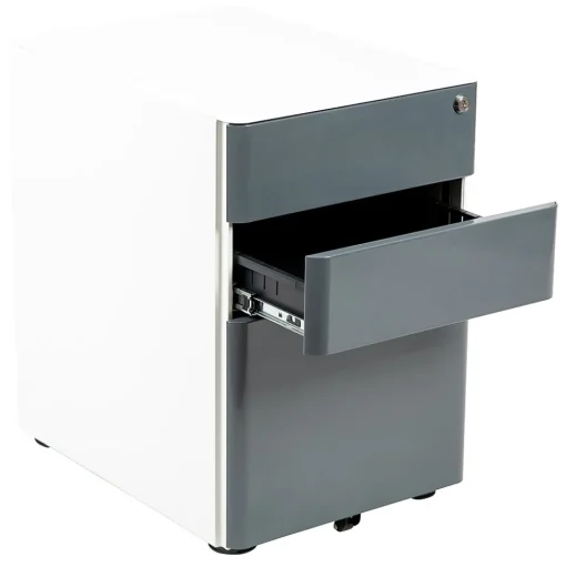 Flash Furniture File Cabinets<3-Drawer Cabinet, Legal & Letter Files, White/Charcoal, 21" (HZCHPL02GRYWH)