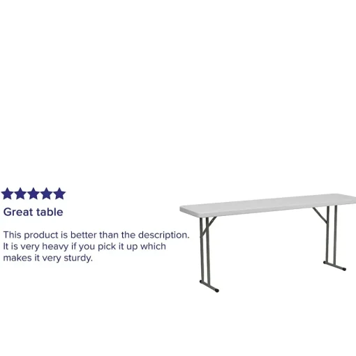 Flash Furniture Folding Tables<Elon Folding Table, 72" x 18", Granite White (DADYCZ180GW)