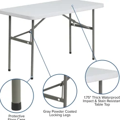 Flash Furniture Folding Tables<Elon Folding Table, 48.25" x 24", Granite White (DADYCZ1222)