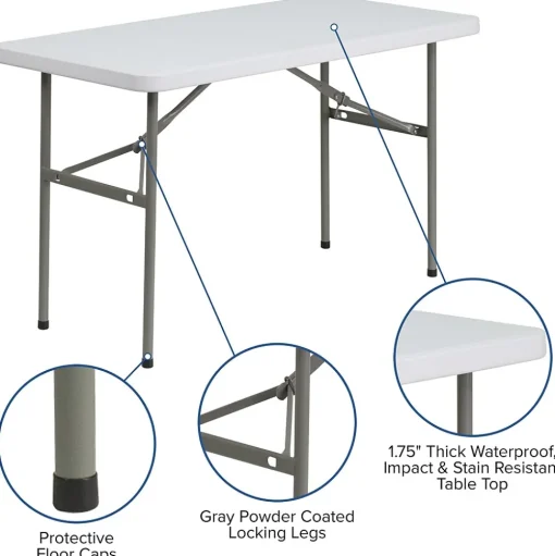 Flash Furniture Folding Tables<Elon Folding Table, 48.25" x 24", Granite White (DADYCZ1222)