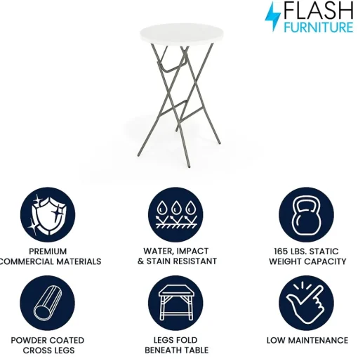 Flash Furniture Folding Tables<Elon Folding Table, 31.25" x 31.25", Granite White (DADYCZ80R2BAR)