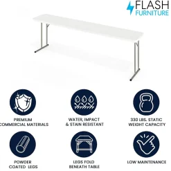 Flash Furniture Folding Tables<Elon Folding Table, 96" x 18", Granite White (DADYCZ2442GW)