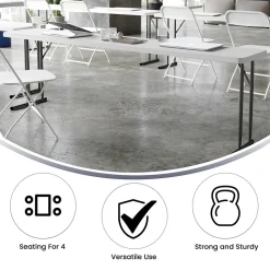 Flash Furniture Folding Tables<Elon Folding Table, 96" x 18", Granite White (DADYCZ2442GW)