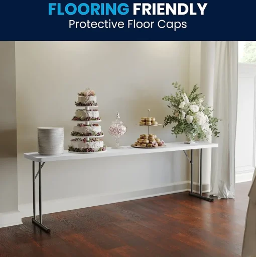 Flash Furniture Folding Tables<Elon Folding Table, 96" x 18", Granite White (DADYCZ2442GW)