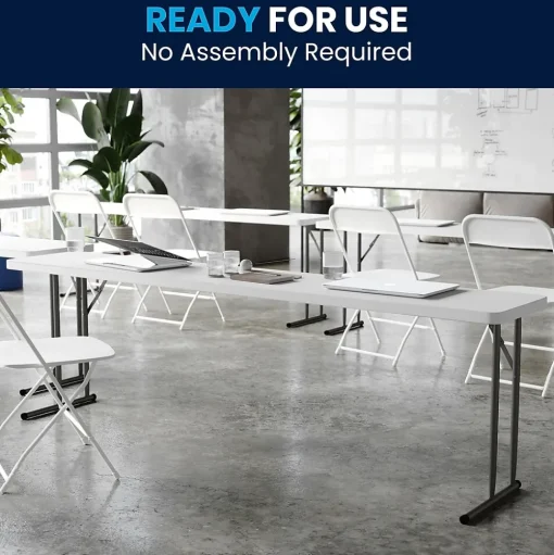 Flash Furniture Folding Tables<Elon Folding Table, 96" x 18", Granite White (DADYCZ2442GW)