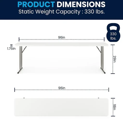 Flash Furniture Folding Tables<Elon Folding Table, 96" x 18", Granite White (DADYCZ2442GW)