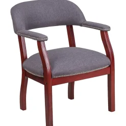 Flash Furniture Office Chairs<Fabric Luxurious Conference Chair with Silver Trim Nails, Gray (BZ105GY)