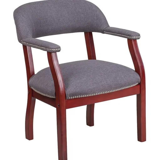 Flash Furniture Office Chairs<Fabric Luxurious Conference Chair with Silver Trim Nails, Gray (BZ105GY)