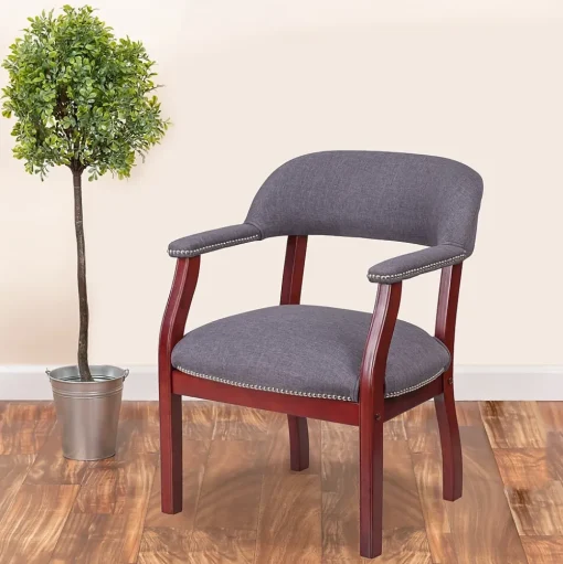 Flash Furniture Office Chairs<Fabric Luxurious Conference Chair with Silver Trim Nails, Gray (BZ105GY)