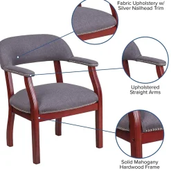 Flash Furniture Office Chairs<Fabric Luxurious Conference Chair with Silver Trim Nails, Gray (BZ105GY)