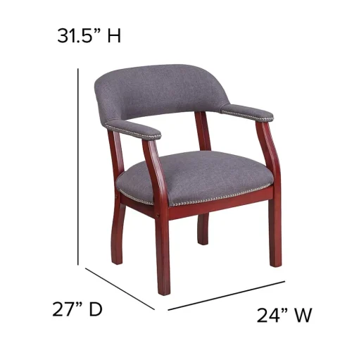 Flash Furniture Office Chairs<Fabric Luxurious Conference Chair with Silver Trim Nails, Gray (BZ105GY)