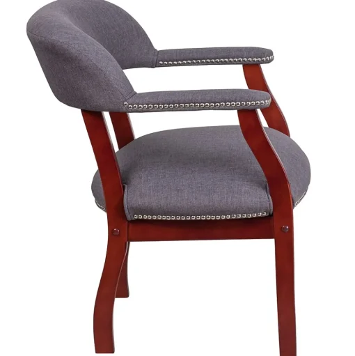 Flash Furniture Office Chairs<Fabric Luxurious Conference Chair with Silver Trim Nails, Gray (BZ105GY)