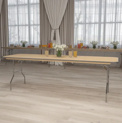 Flash Furniture Folding Tables<Fielder Folding Table, 96" x 30", Birchwood (XA3096BIRCHM)
