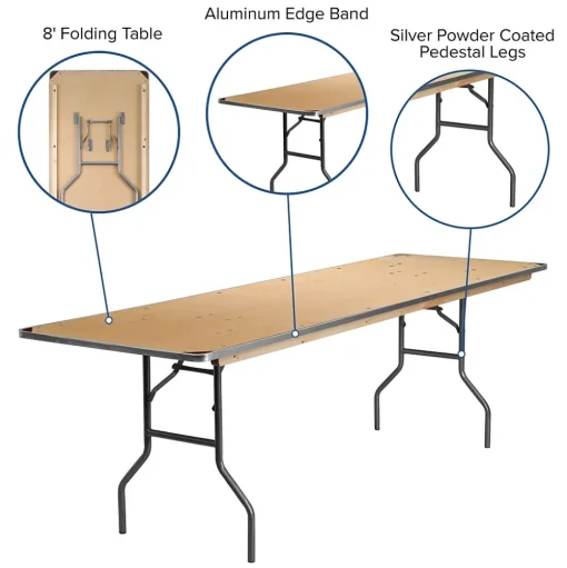 Flash Furniture Folding Tables<Fielder Folding Table, 96" x 30", Birchwood (XA3096BIRCHM)