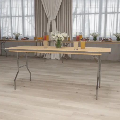 Flash Furniture Folding Tables<Fielder Folding Table, 72" x 30", Birchwood (XA3072BIRCHM)
