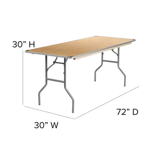 Flash Furniture Folding Tables<Fielder Folding Table, 72" x 30", Birchwood (XA3072BIRCHM)