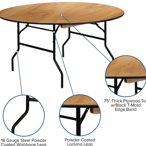 Flash Furniture Folding Tables<Furman Folding Table, 60" x 60", Natural (YTWRFT60TBL)