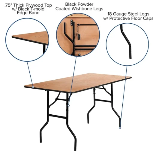 Flash Furniture Folding Tables<Gael Folding Table, 60" x 30", Natural (YTWTFT30X60TBL)