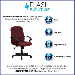 Flash Furniture Office Chairs<Garver Fabric Swivel Mid-Back Executive Office Chair, Burgundy (GOST6BYFAB)