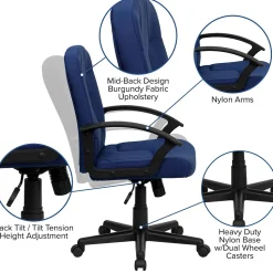 Flash Furniture Office Chairs<Garver Fabric Swivel Mid-Back Executive Office Chair, Navy (GOST6NVYFAB)