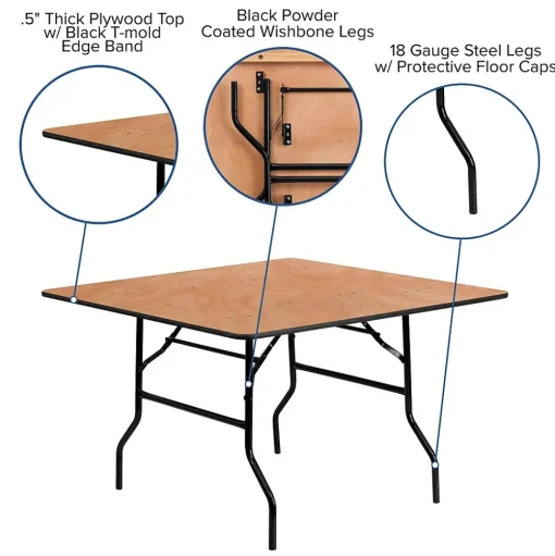 Flash Furniture Folding Tables<Gerry Folding Table, 48" x 48", Natural (YTWFFT48SQ)