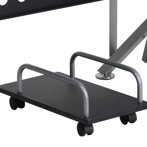 Flash Furniture Computer Desks<Glass Computer Desk with Pull-Out Keyboard Tray and CPU Cart, Black