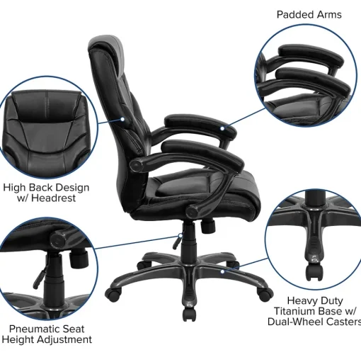 Flash Furniture Office Chairs<Greer Ergonomic LeatherSoft Swivel High Back Executive Office Chair, Black (GO724HBKLEA)