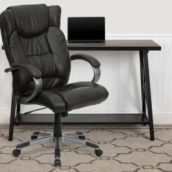 Flash Furniture Office Chairs<Hansel Ergonomic LeatherSoft Swivel High Back Executive Office Chair, Espresso Brown (BT9088BRN)