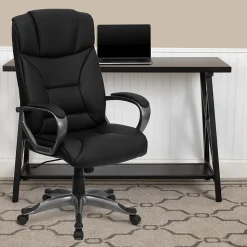 Flash Furniture Office Chairs<Hansel Ergonomic LeatherSoft Swivel High Back Executive Office Chair, Black (BT9177BK)