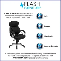 Flash Furniture Office Chairs<Hawkins Ergonomic LeatherSoft Swivel High Back Executive Office Chair, Black (H9626L2)