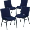 Flash Furniture Folding & Stacking<HERCULES Series Fabric Heavy Duty Stack Chair, Navy Blue Dot, 4 Pack (4XU60153NVY)
