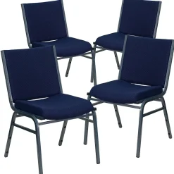 Flash Furniture Folding & Stacking<HERCULES Series Fabric Heavy Duty Stack Chair, Navy Blue Dot, 4 Pack (4XU60153NVY)